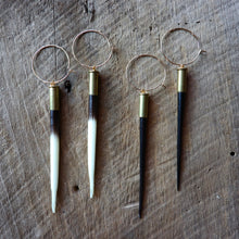 Load image into Gallery viewer, Porcupine Quill and Brass Casing Earrings