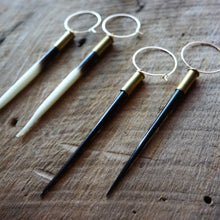Load image into Gallery viewer, Porcupine Quill and Brass Casing Earrings
