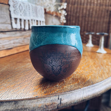 Load image into Gallery viewer, Teal Glaze Over Clay Deer Mug
