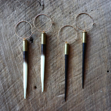 Load image into Gallery viewer, Porcupine Quill and Brass Casing Earrings
