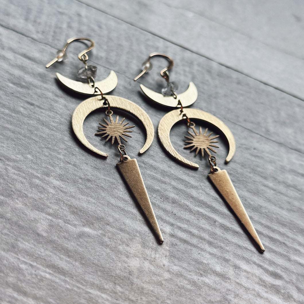 Moon Rising Herkimer Diamond Earrings