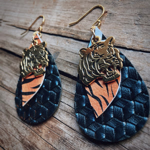 Faux Leather Bengals Dangles