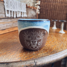 Load image into Gallery viewer, Blue Glaze Over Clay Deer Mug
