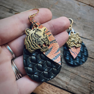 Faux Leather Bengals Dangles