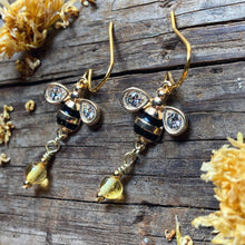 Load image into Gallery viewer, Gold Bee Honey Earrings
