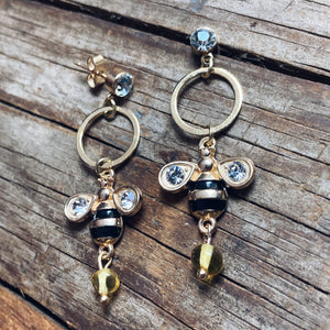 Gold Bee Hoop Honey Earrings