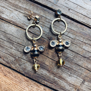 Gold Bee Hoop Honey Earrings