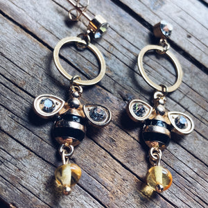 Gold Bee Hoop Honey Earrings