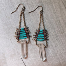 Load image into Gallery viewer, Turquoise Beaded Quartz Earrings
