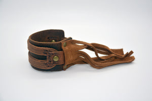 Tan Leather Fringe Cuff