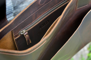 Brown Leather Geo Tote