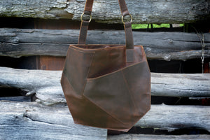 Brown Leather Geo Tote