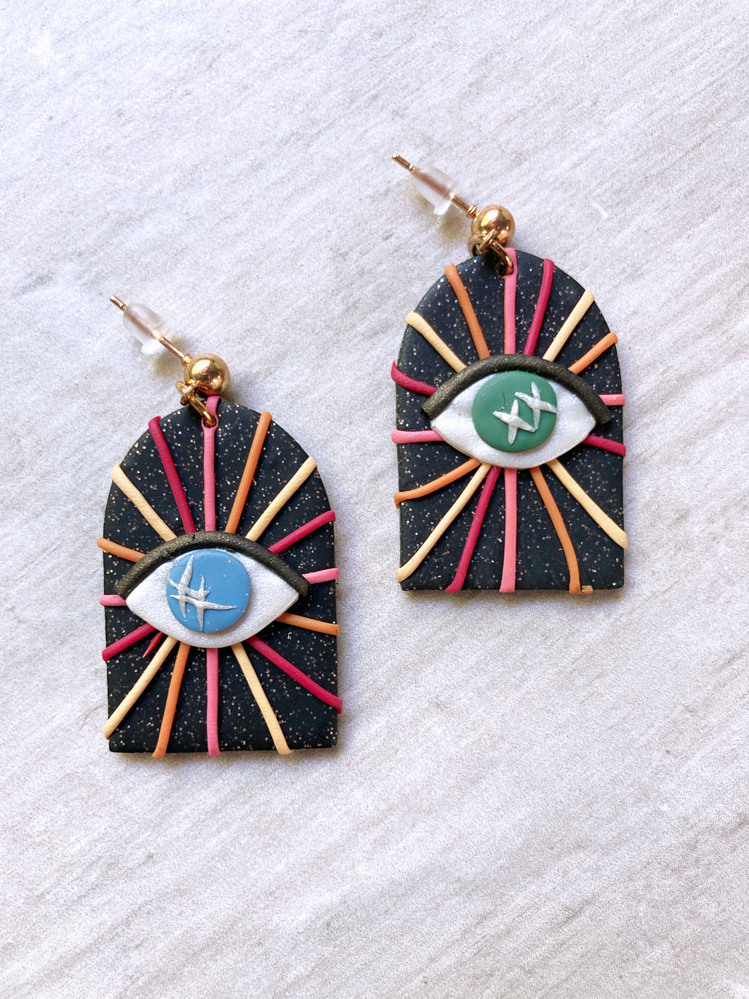 One Green Eye, One Blue Earrings
