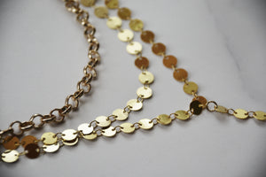 Long Gold Coin Chain Necklace