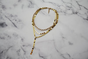 Long Gold Coin Chain Necklace
