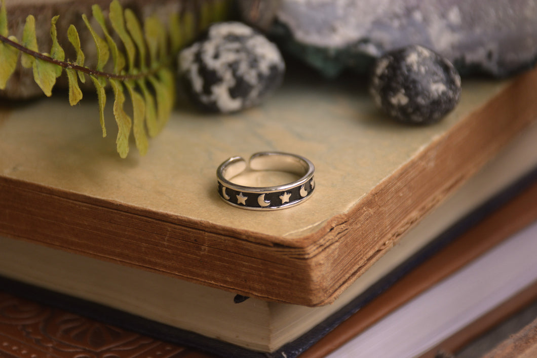 Sterling Silver Moon & Star Toe Ring