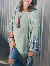 Load image into Gallery viewer, Sage Poncho with Embroidered Sleeve
