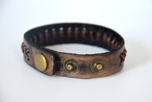 Load image into Gallery viewer, Vintage Brown Laced X Bracelet
