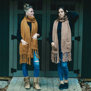 Two-Pocket Tassel Scarf