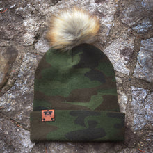 Load image into Gallery viewer, Camo Beanie with Foxy Faux Fur
