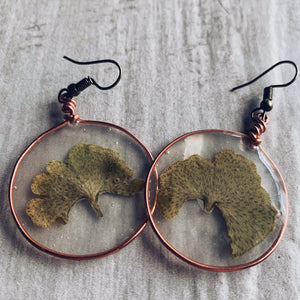 Ginkgo Leak & Copper Earrings