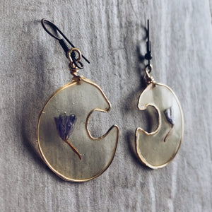 Carnation & Gold Moon Earrings