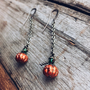 Czech Glass Pumpkin Earrings