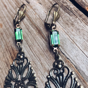 Tourmaline Green Vintage Earrings