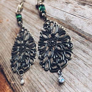 Tourmaline Green Vintage Earrings
