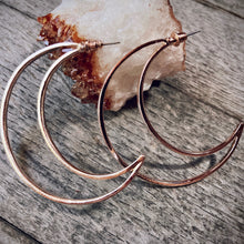 Load image into Gallery viewer, Rose Gold Moon Hoops
