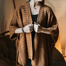 Load image into Gallery viewer, Rib Knit Camel Ruana Shawl
